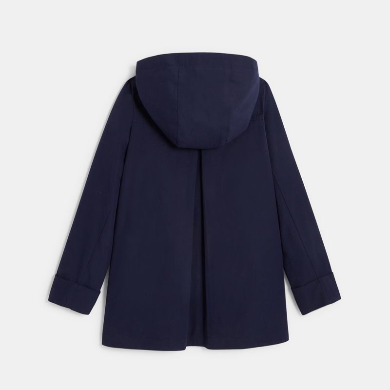 Trench déperlant à capuche bleu fille