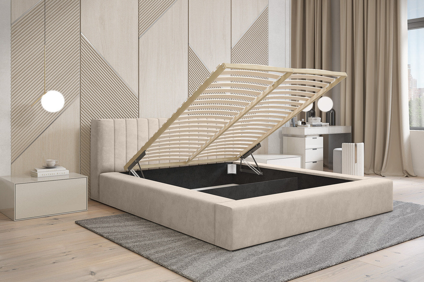 Trae Mobler Como 180 x 200 cm Gestoffeerd Bed Beige