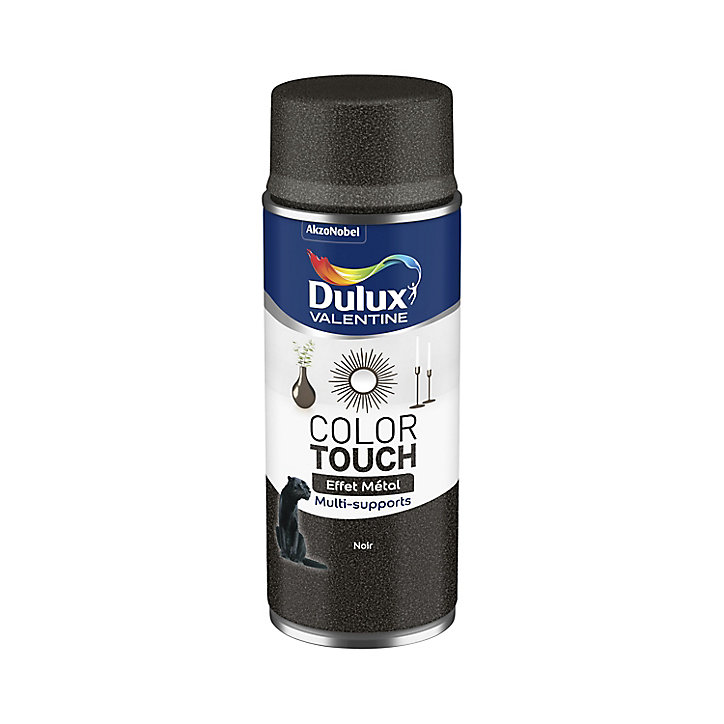 Peinture aérosol Color Touch multi supports Dulux Valentine effet noir métallisé 400ml