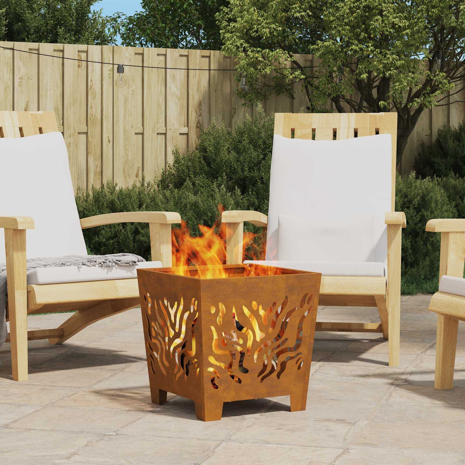 vidaXL Bruine Haard 40 x 40 x 40 cm Cortenstaal