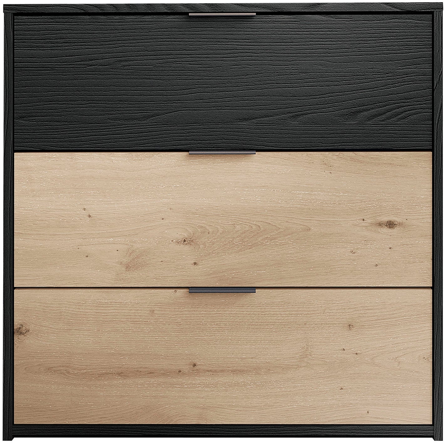 byLIVING Schubkastenkommode »Rimini« Melamin Eiche schwarz und Artisan Eiche, 3 Schubkästen, Breite 80 cm