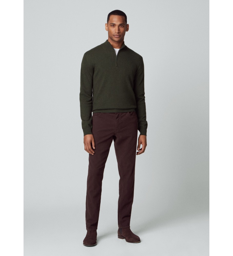 Hackett Jersey Merino Cash Mix Hzip Verde Escuro