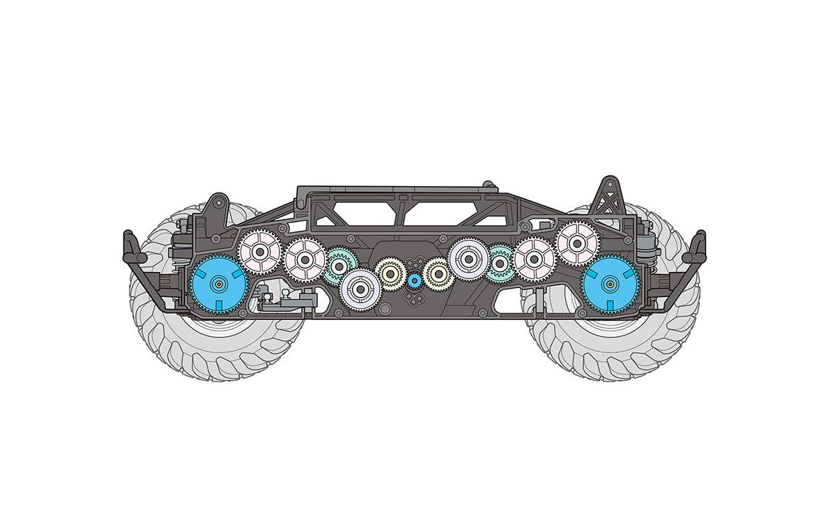 Monster Truck Squash Van GF-02 4WD Bausatz 1:10<br>Off-Road Modell mit 50er Jahre Van Karosserie