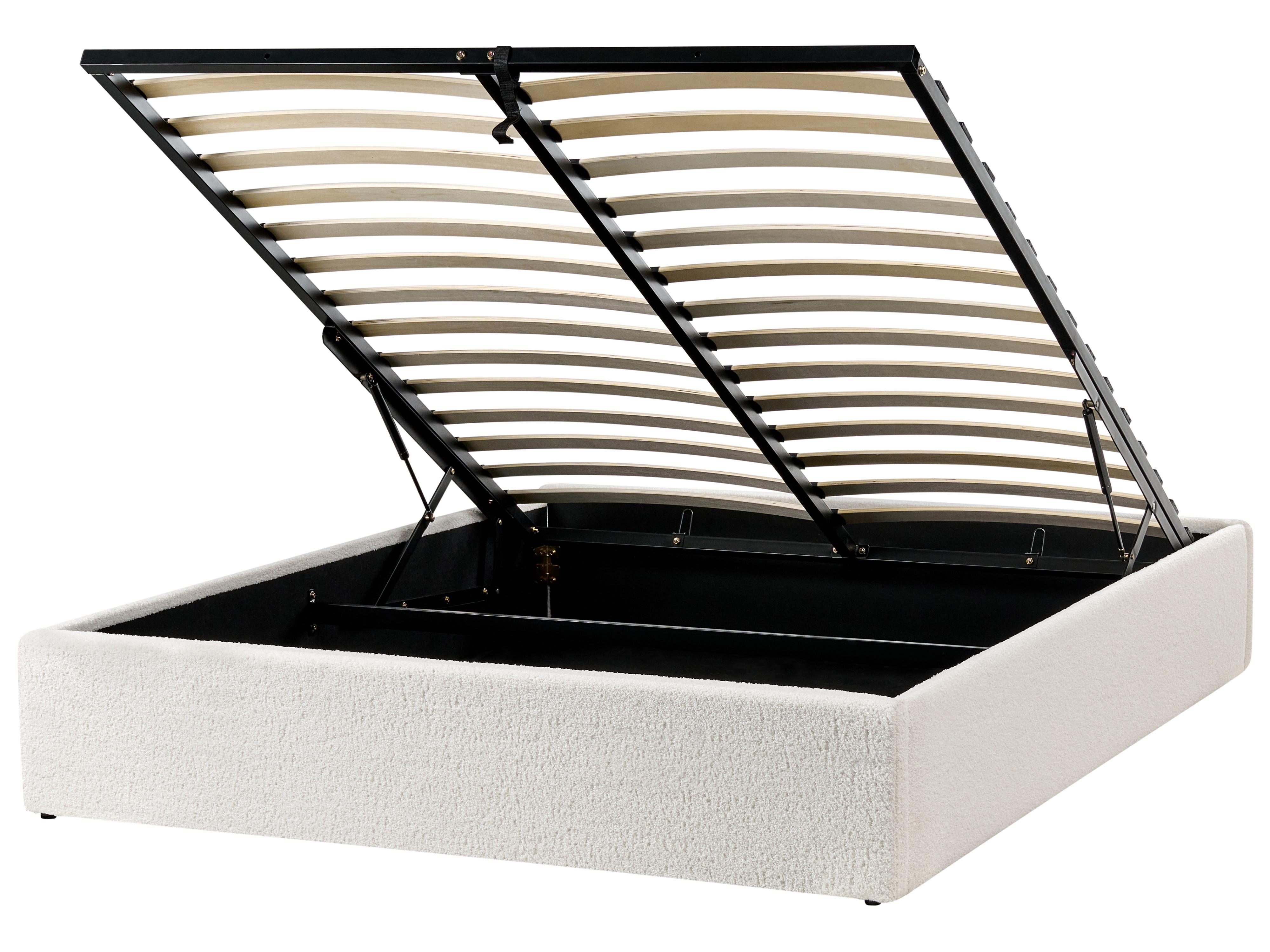 Opbergbed zonder hoofdbord Bouclé DINAN 140 x 200 cm Gebroken wit