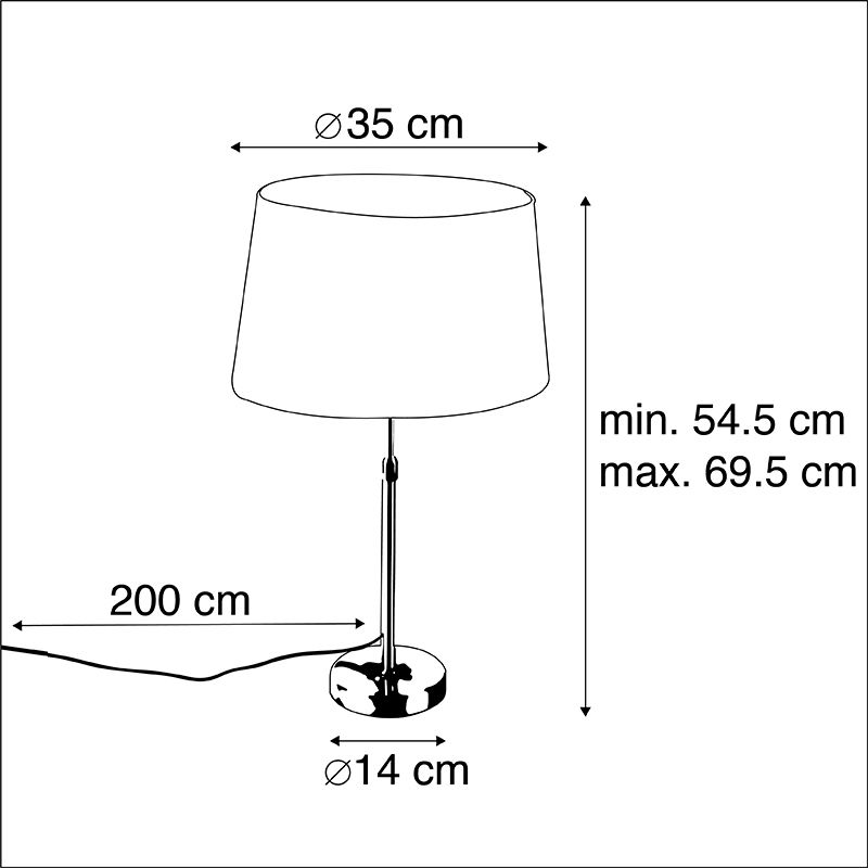 Tafellamp goud/messing met linnen kap wit 35 cm - Parte
