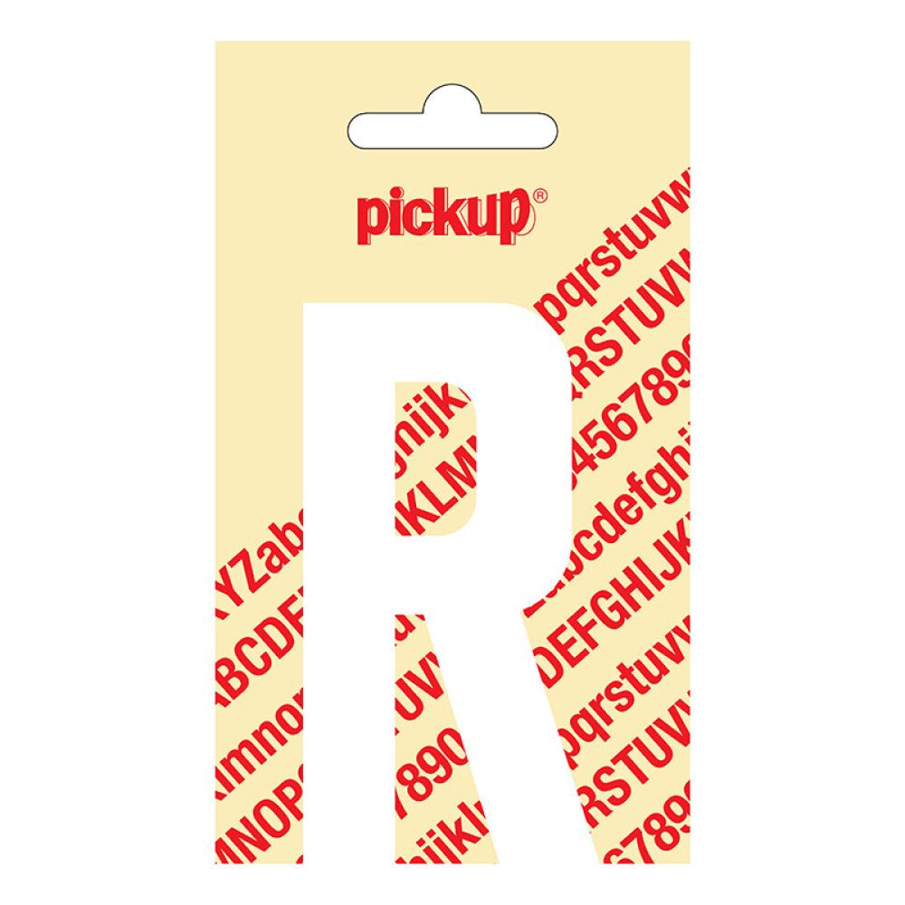 BOKSTAV PICKUP NOBEL R HVIT 90 MM SELVKLEBENDE