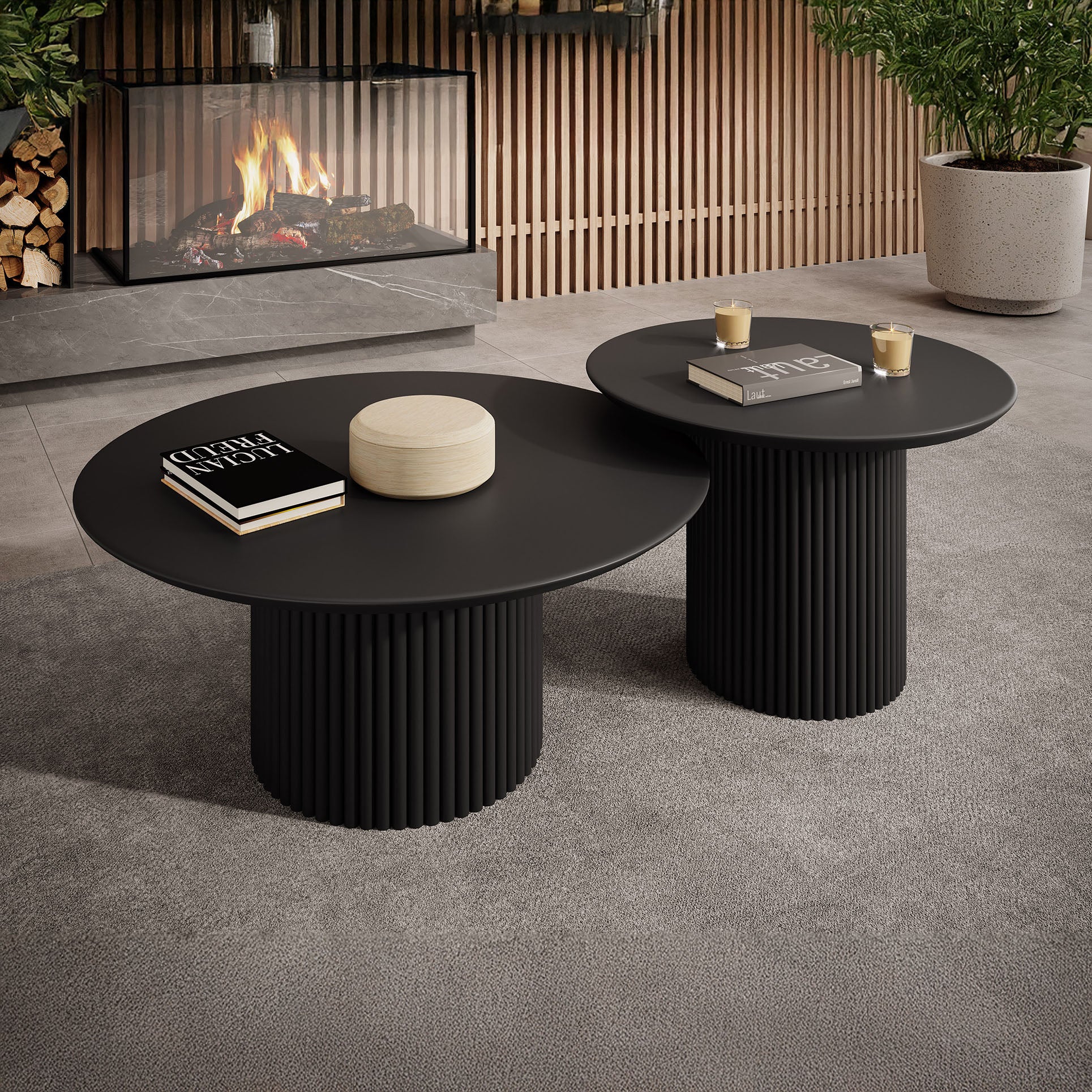 Mixx - Salontafel set van 2 - Zwart - 80x36 cm