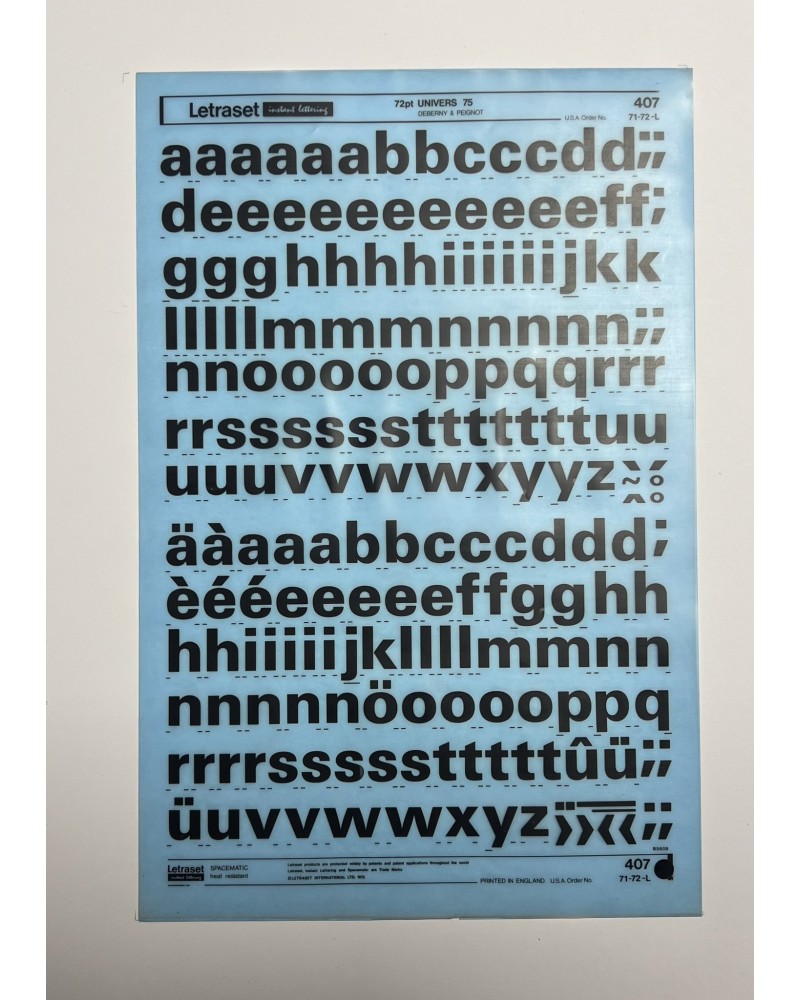 Letraset 407 - UNIVERS 75 - 72pt