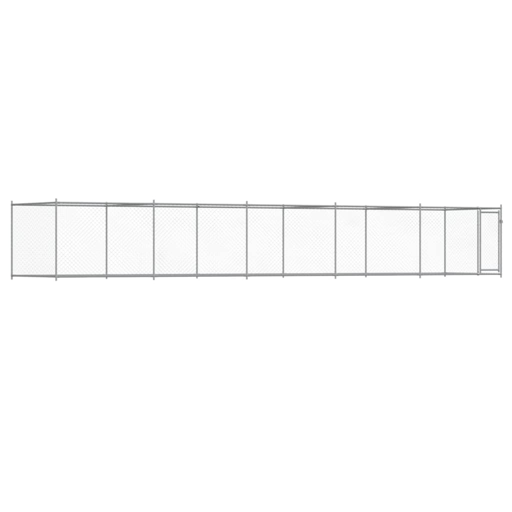 Gaiola para cães vidaXL com porta, aço galvanizado, cinza, 10x2x1,5 m