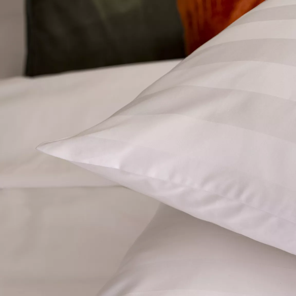 Housse de couette et deux taies satin de coton (260 x 240 cm) Isadora Blanche