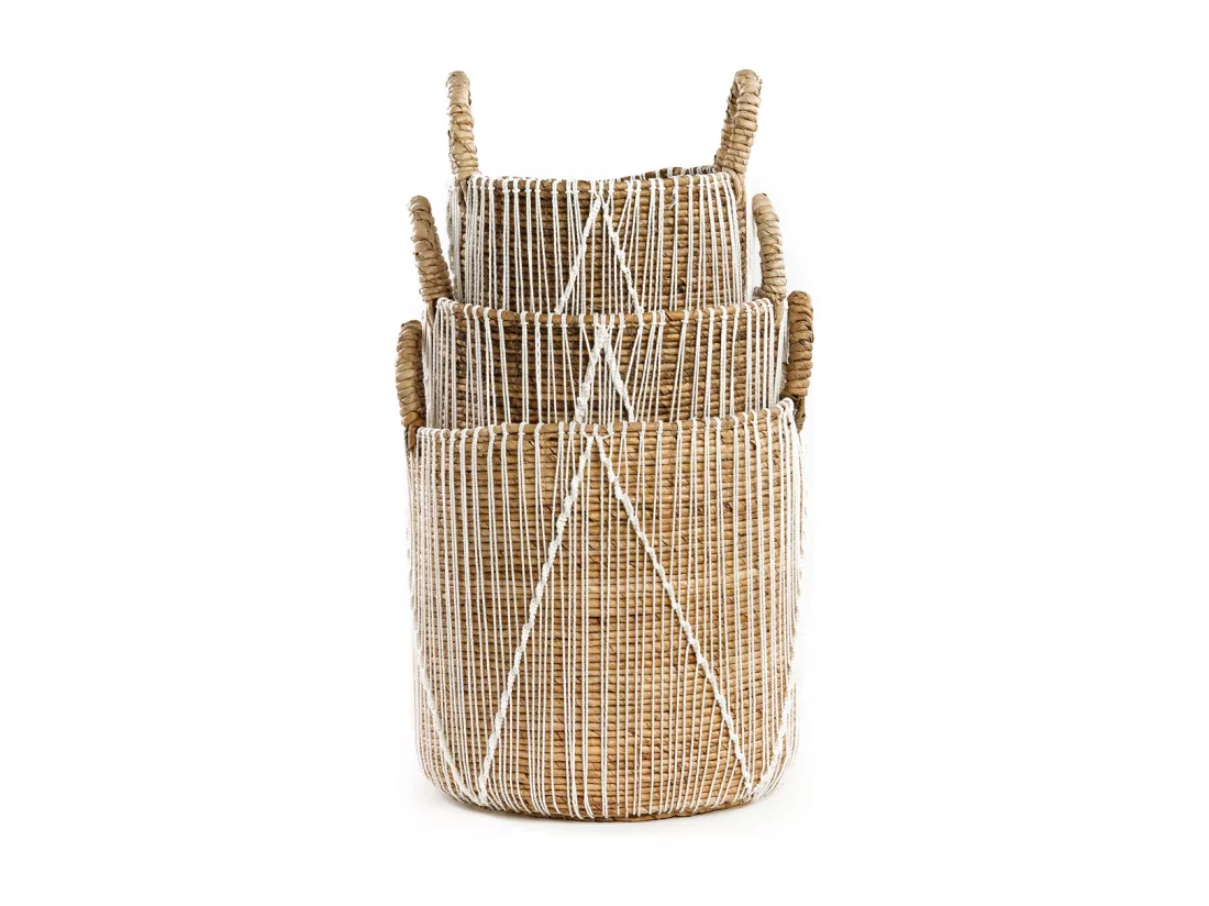 Le Panier Straight Stitched Makramee - Naturel Blanc - M