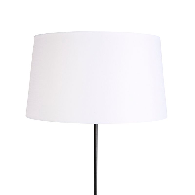 Vloerlamp zwart met witte linnen kap 45 cm verstelbaar - Parte