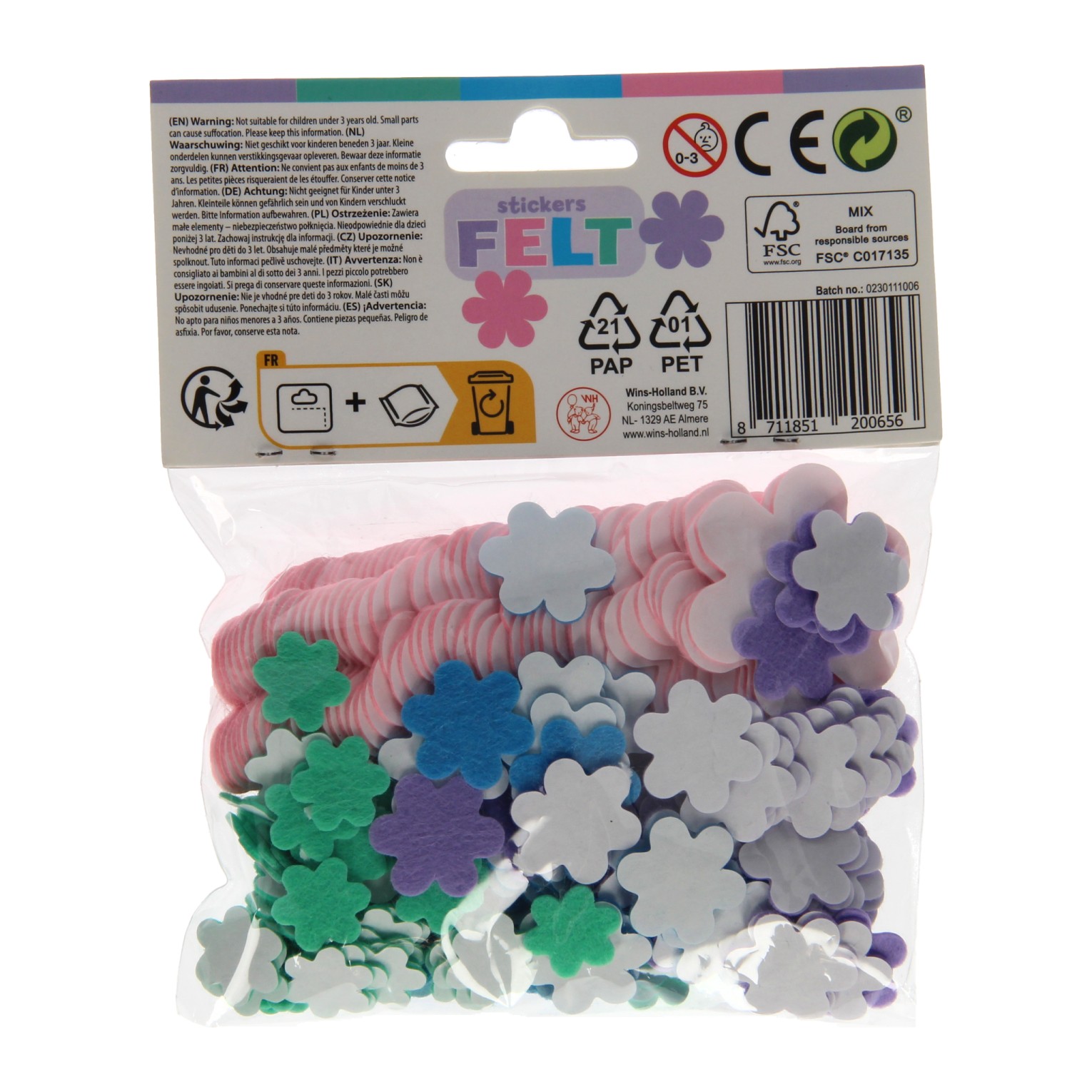 Viltstickers - Bloemen, 200st.
