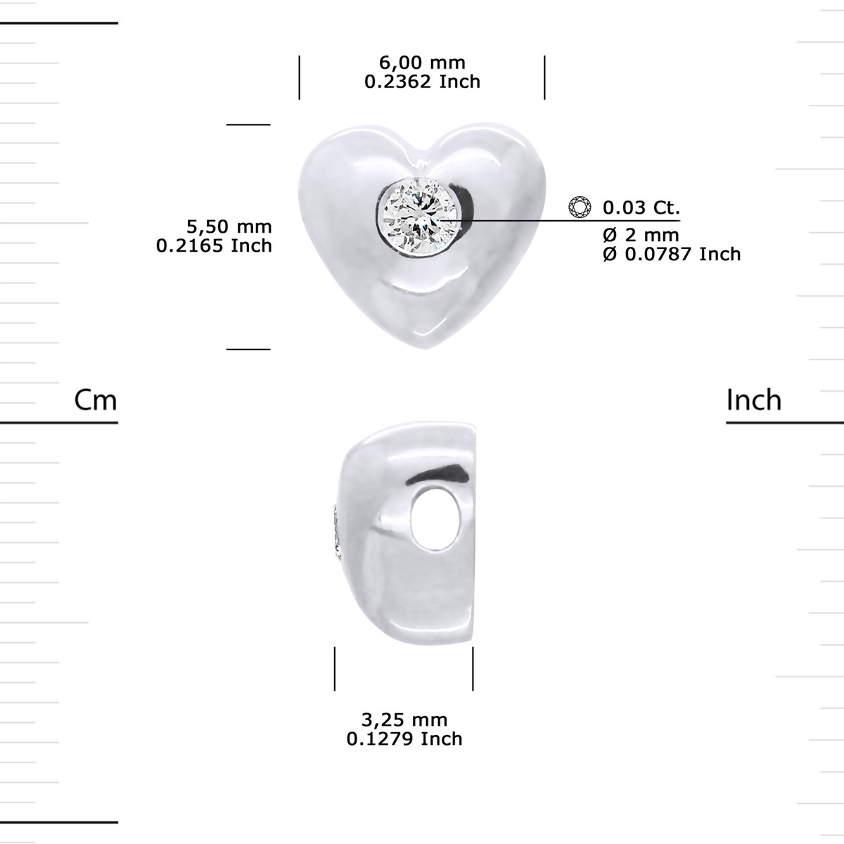 Bracelet COEUR Diamant 0,030 Cts Nylon Transparent Argent 925