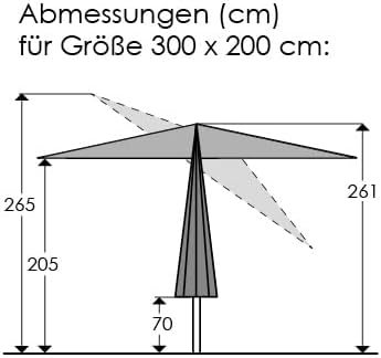 Schneider Sonnenschirm Malaga, anthrazit, 300 x 200 cm rechteckig, 615-15, Gestell Alu/Stahl, Bespannung Polyester, 6.9 kg
