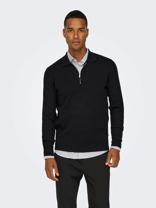ONLY & SONS Polokragenpullover »ONSCOOPER REG LS 12 HALF ZIP POLO«