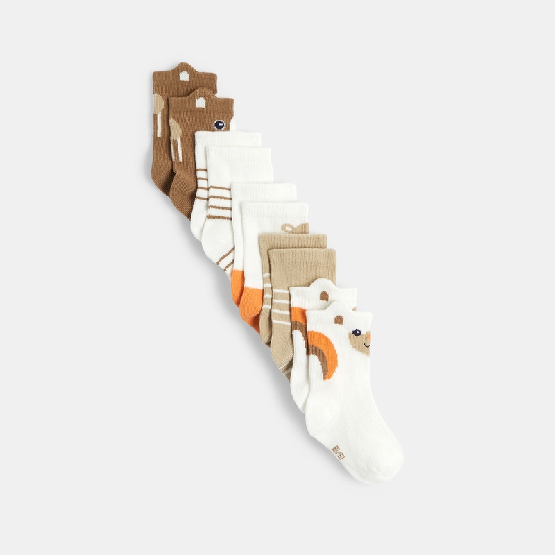Chaussettes animaux (lot de 5) orange bébé garçon