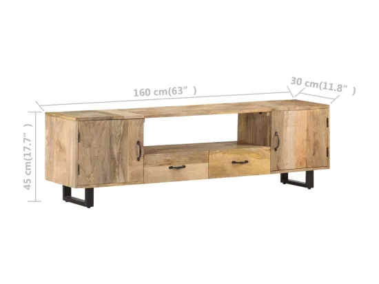 Meuble TV 160x30x45 cm Bois massif de manguier