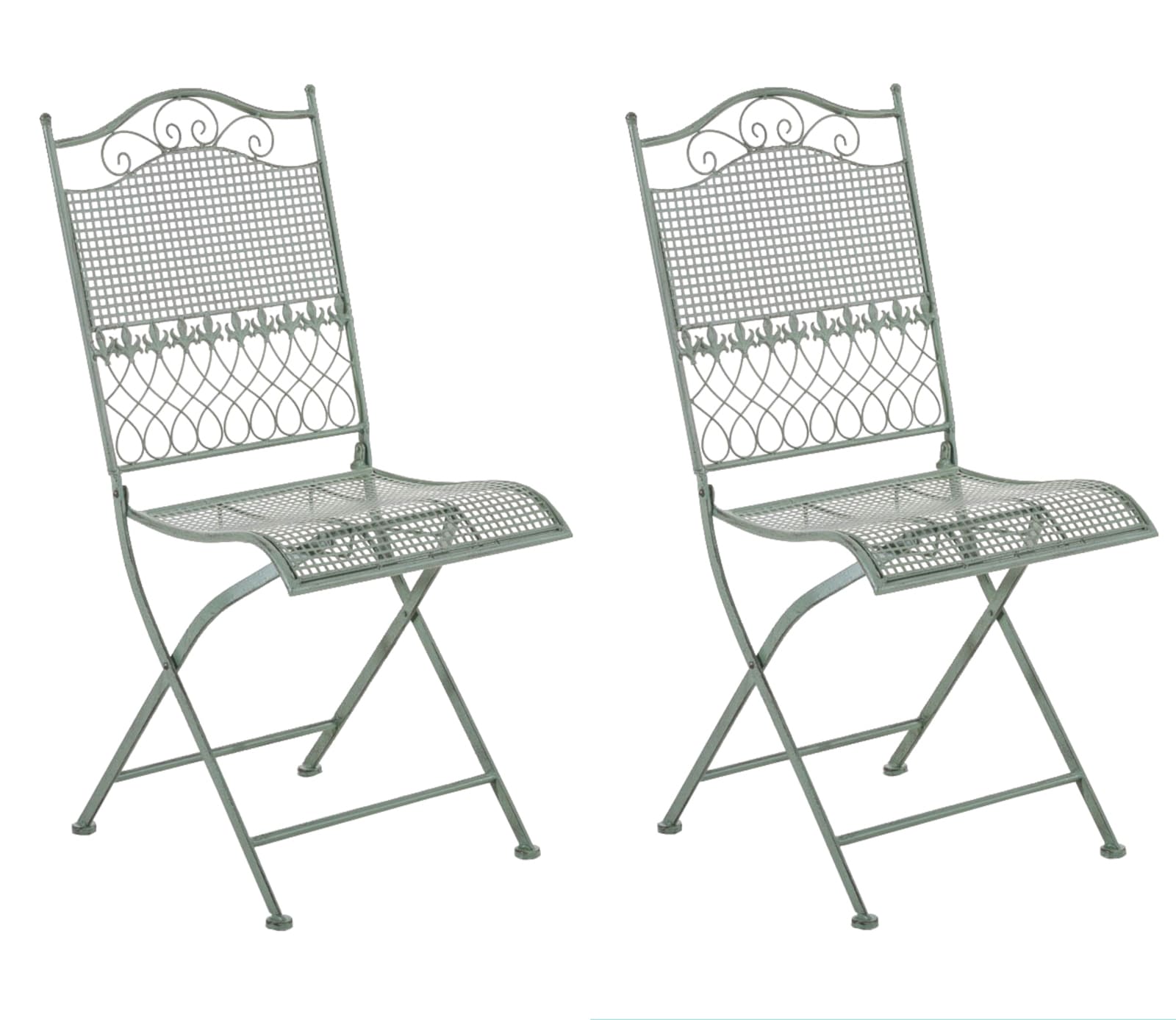 CLP 2er Set Eisen-Gartenstühle Kiran I Klappstühle mit edlen Verzierungen