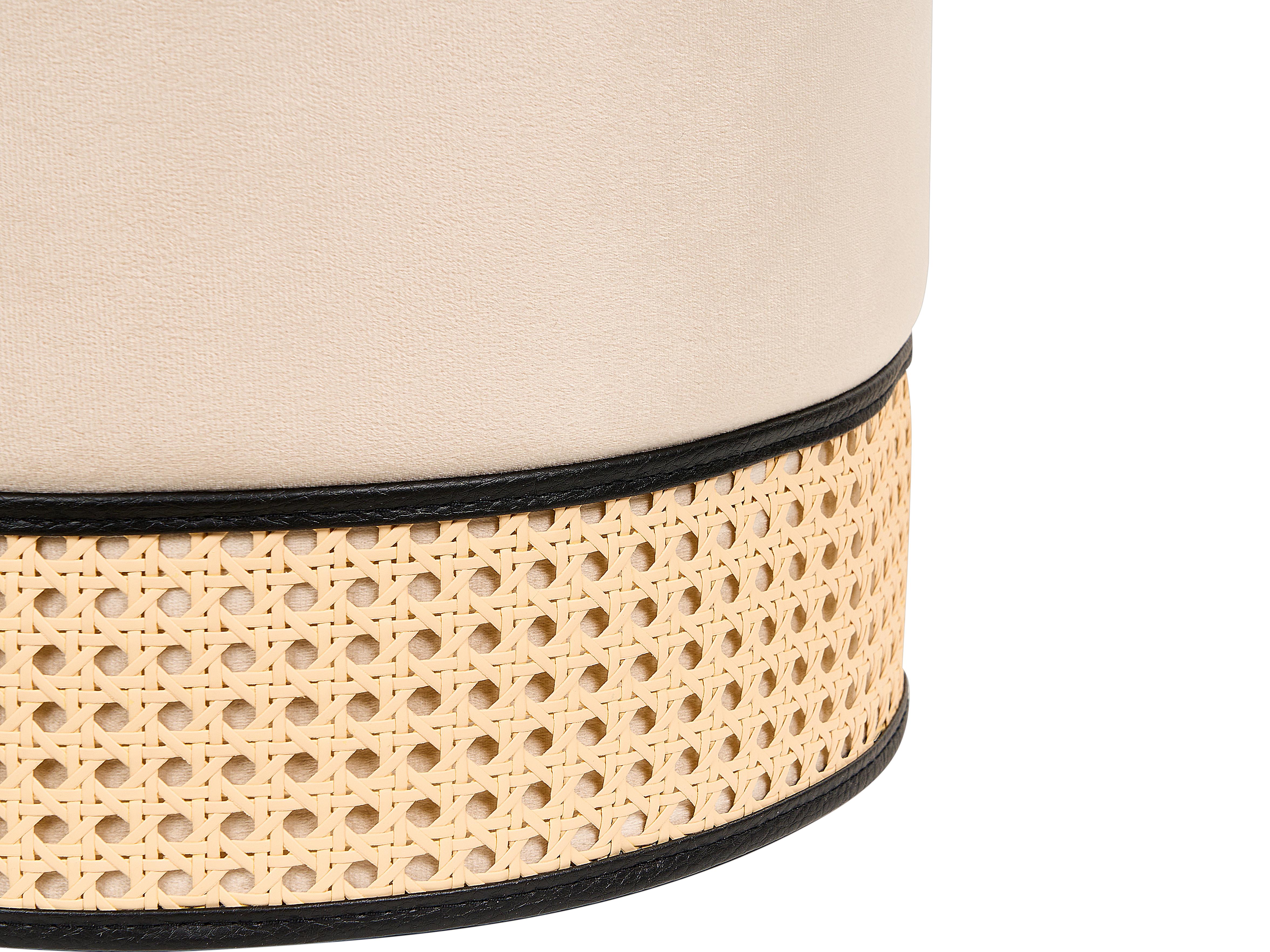 Poef YANKTON Fluweel Lichtbeige