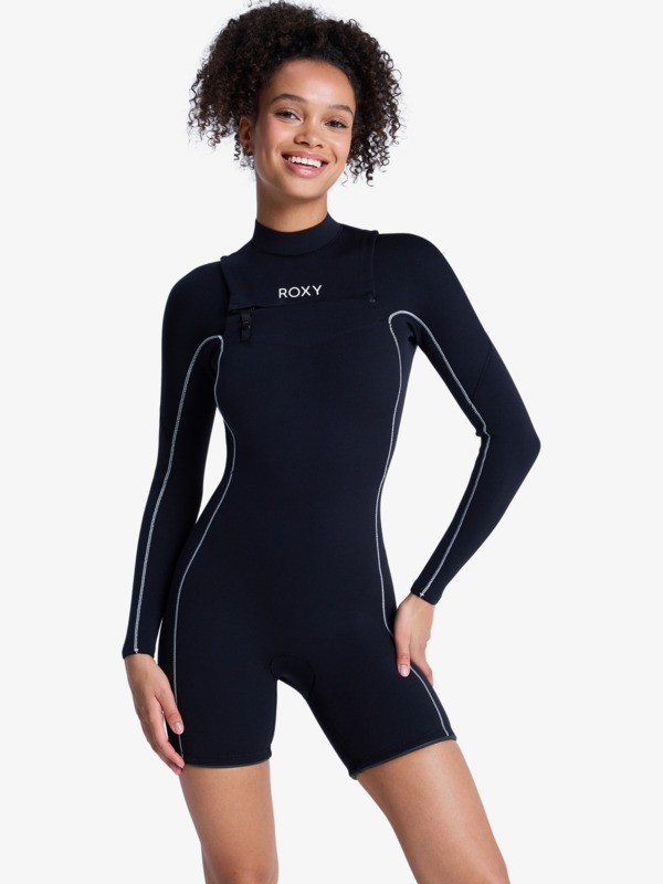 2/2mm Elite Xtra Stretch Springsuit manches longues front zip Noir Femme