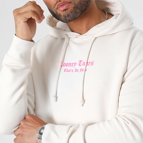 Sweat Capuche Angry Taz Beige Rose Fluo