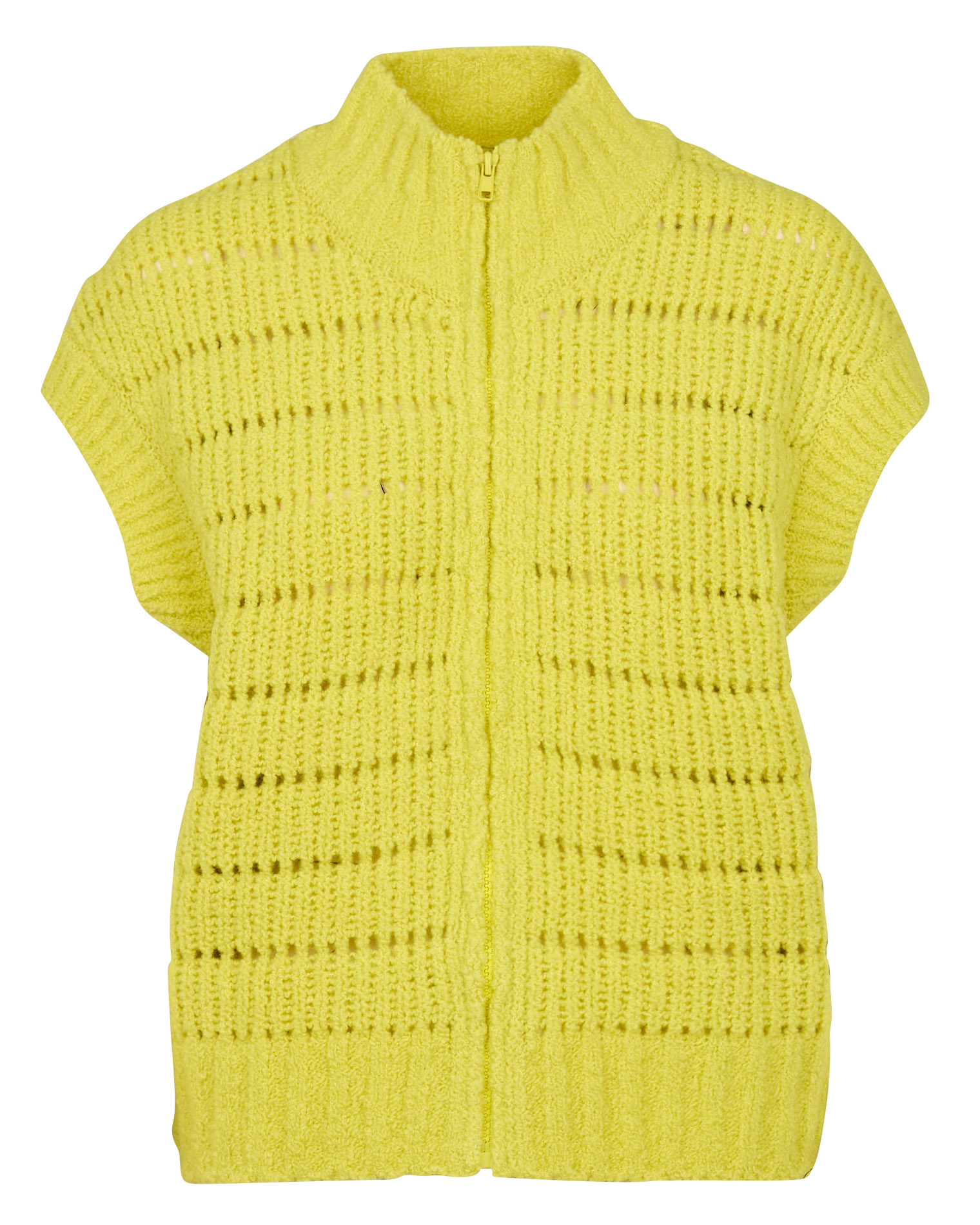 Cardigan ample col montant en laine mélangée | Jaune