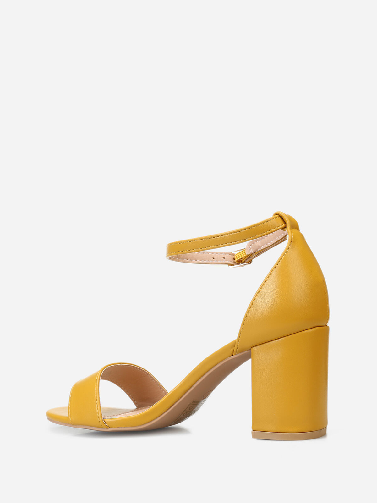 Sandales en simili à talon carré- Jaune
