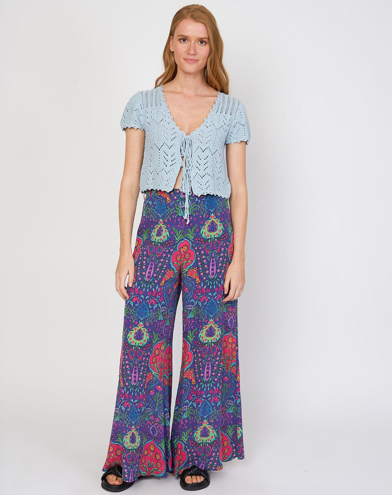 Derhy Pantalon Joliflor imprimé marine