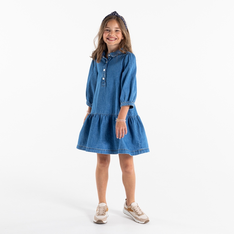 Robe-chemise en jean bleue fille
