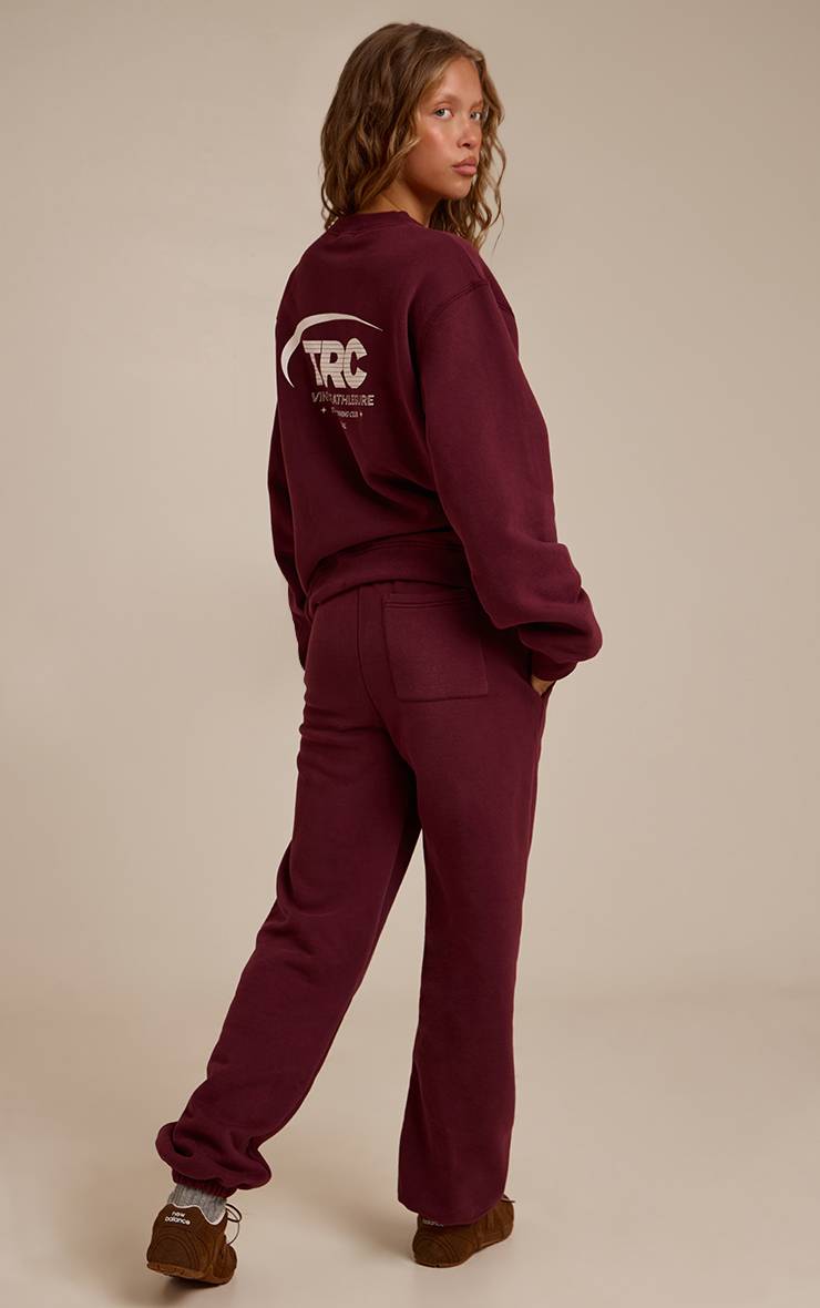 Rouge Bordeaux Pantalon De Jogging En Molleton De Coton Avec Bas Resserrés Run Club
