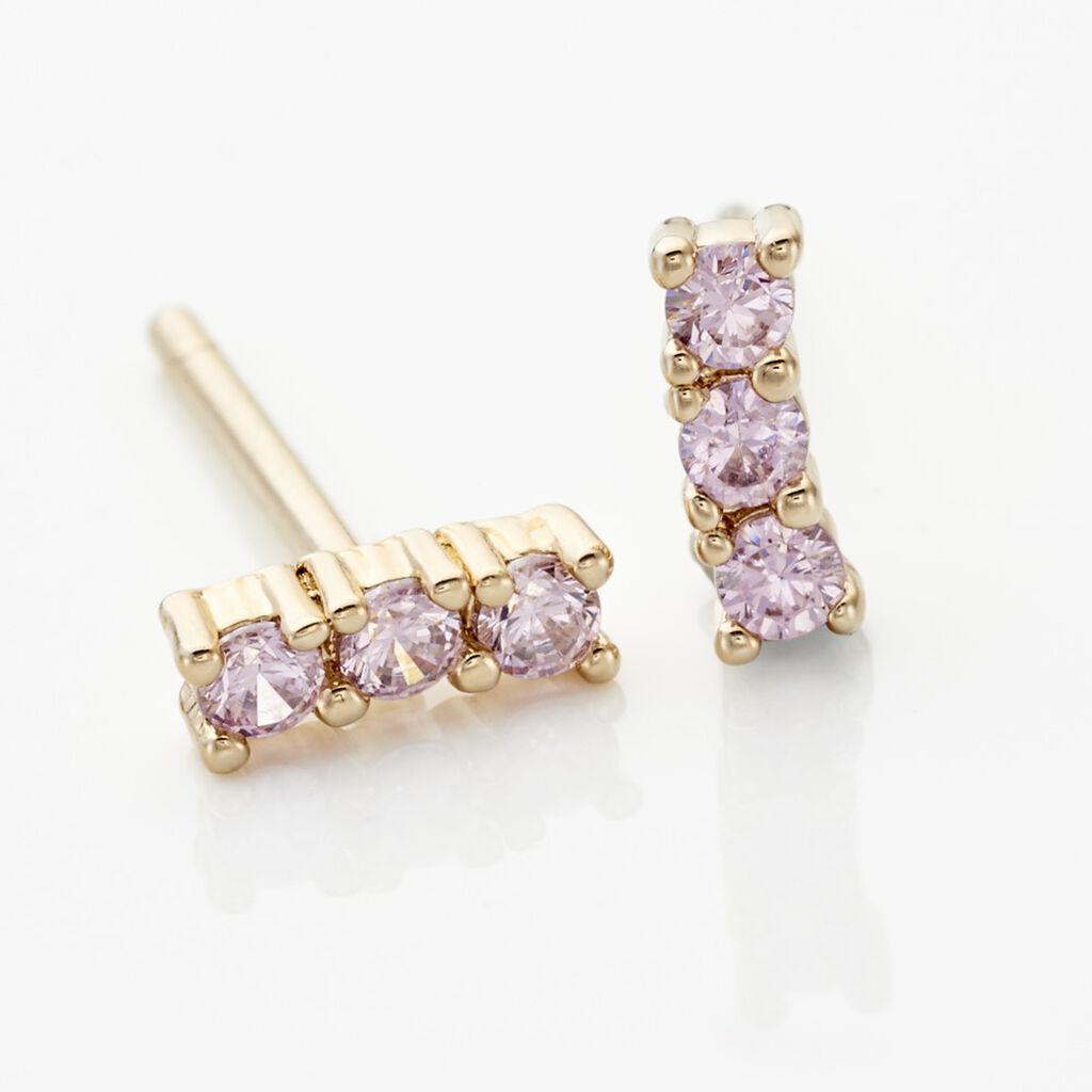 Boucles D'oreilles Puces Plaqué Or Jaune Alodia Oxyde De Zirconium