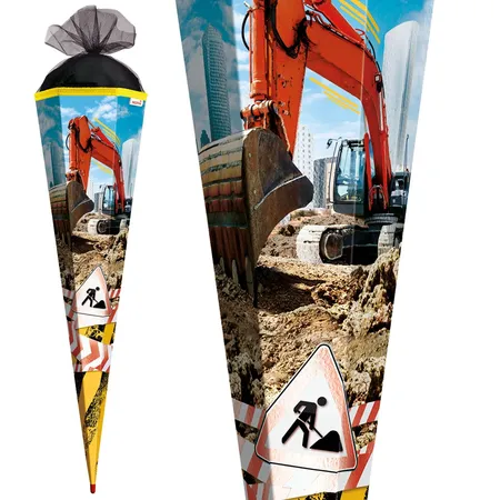 Roth Schultüte Achtung Bagger mit Folieneffekt, 85 cm, eckig