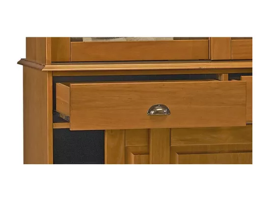 Vaisselier Pin Miel 6 Portes Coulissantes 10 Niches L 178.6 H 199 P 42.3 cm