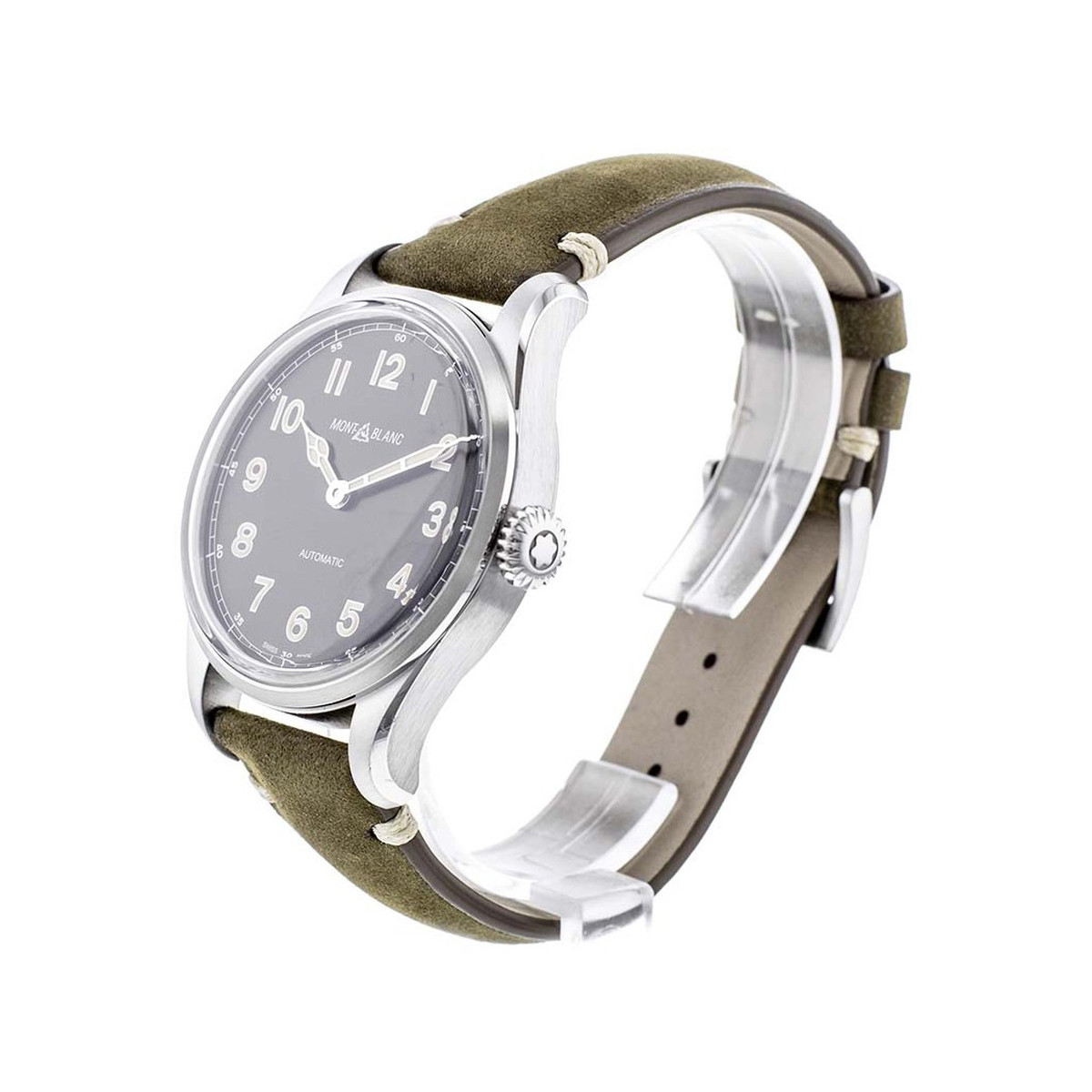 Montre d'occasion Montblanc 1858 automatique homme acier cuir marron