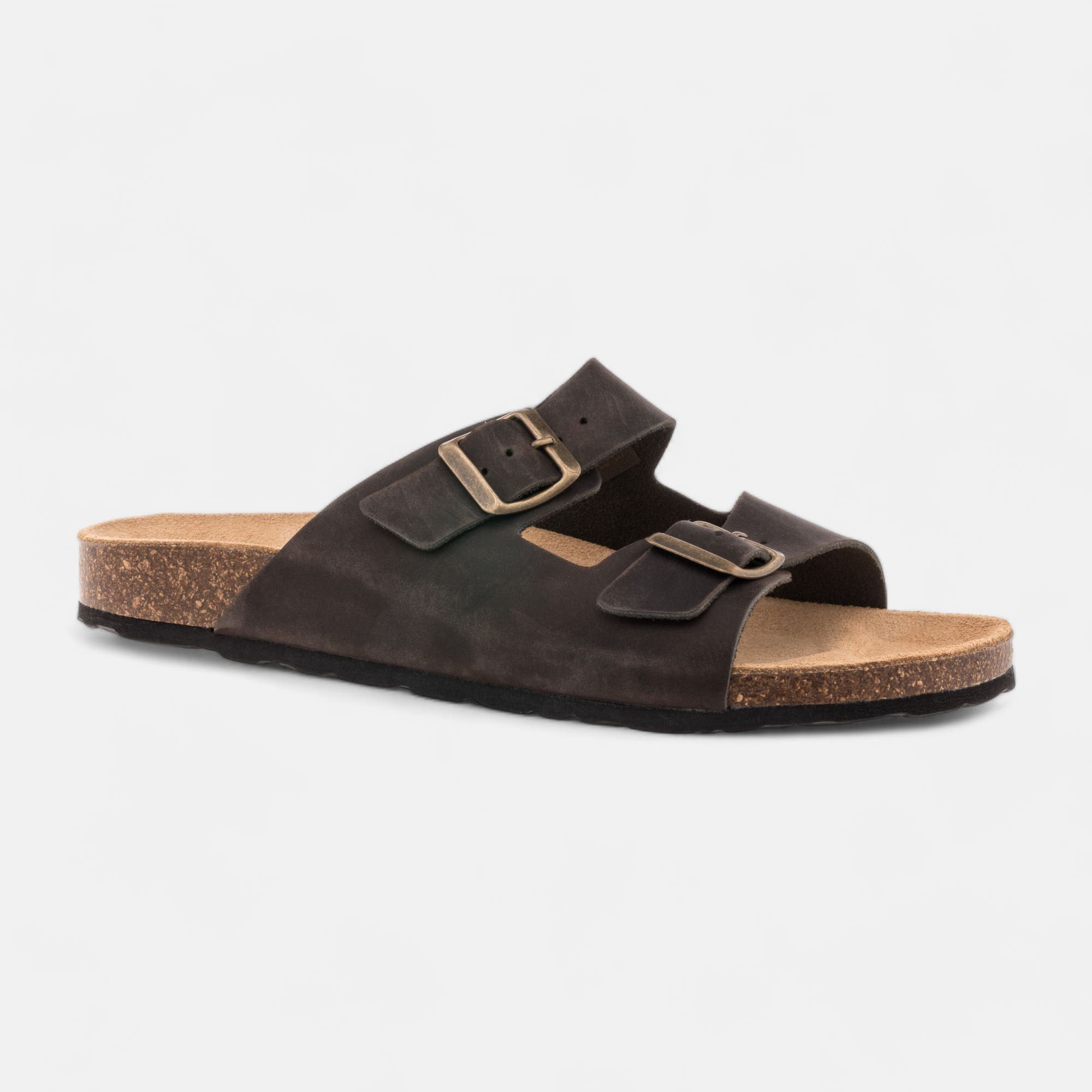 Mules semelle liège Homme en cuir marron
