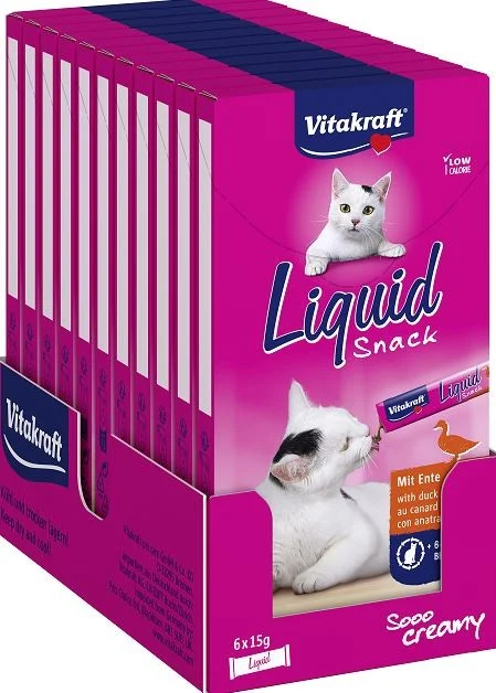 Vitakraft - 11 xLiquid Snack med and og B-glukaner, 6x15g
