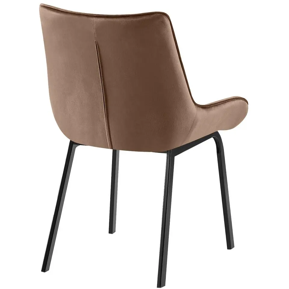 CLP Eetkamerstoel Saranda zwart Frame - Fluweel - bruin