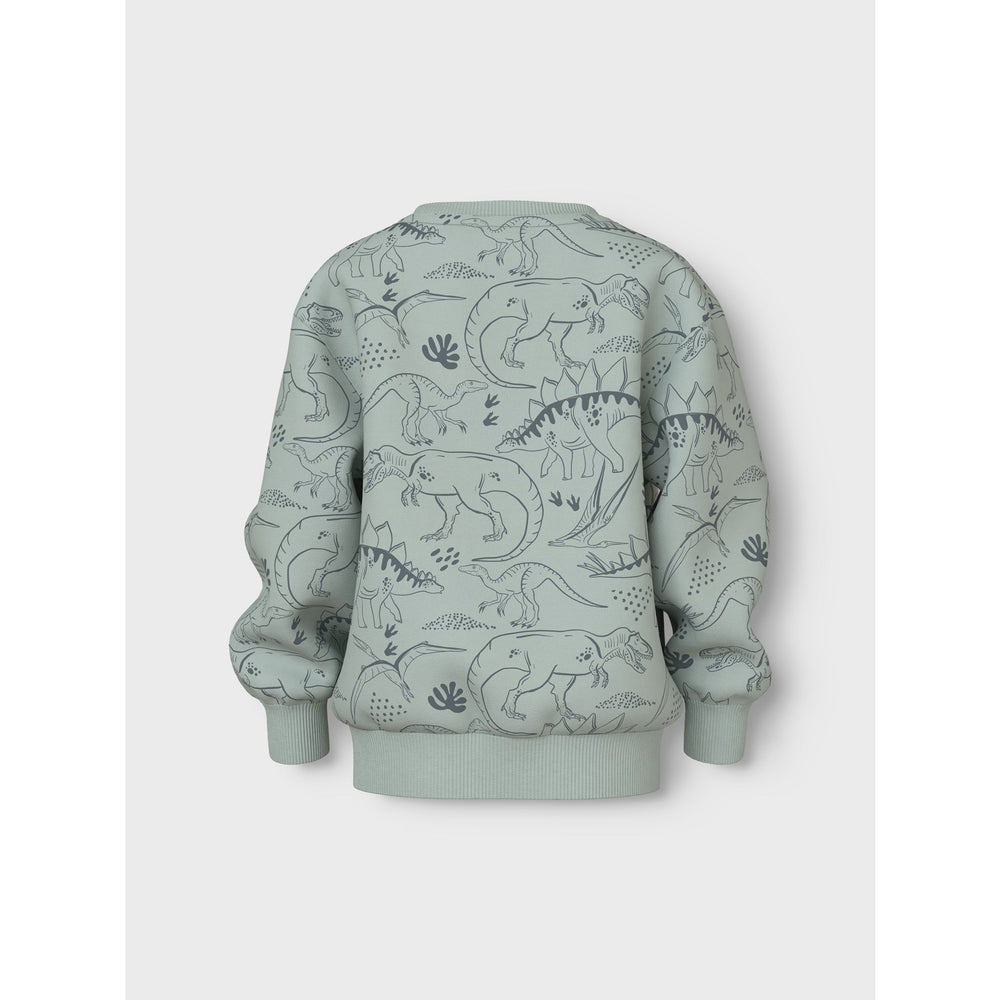 Køb Name It Aqua Gray Tone Dino Vermo AOP Regular Sweatshirt