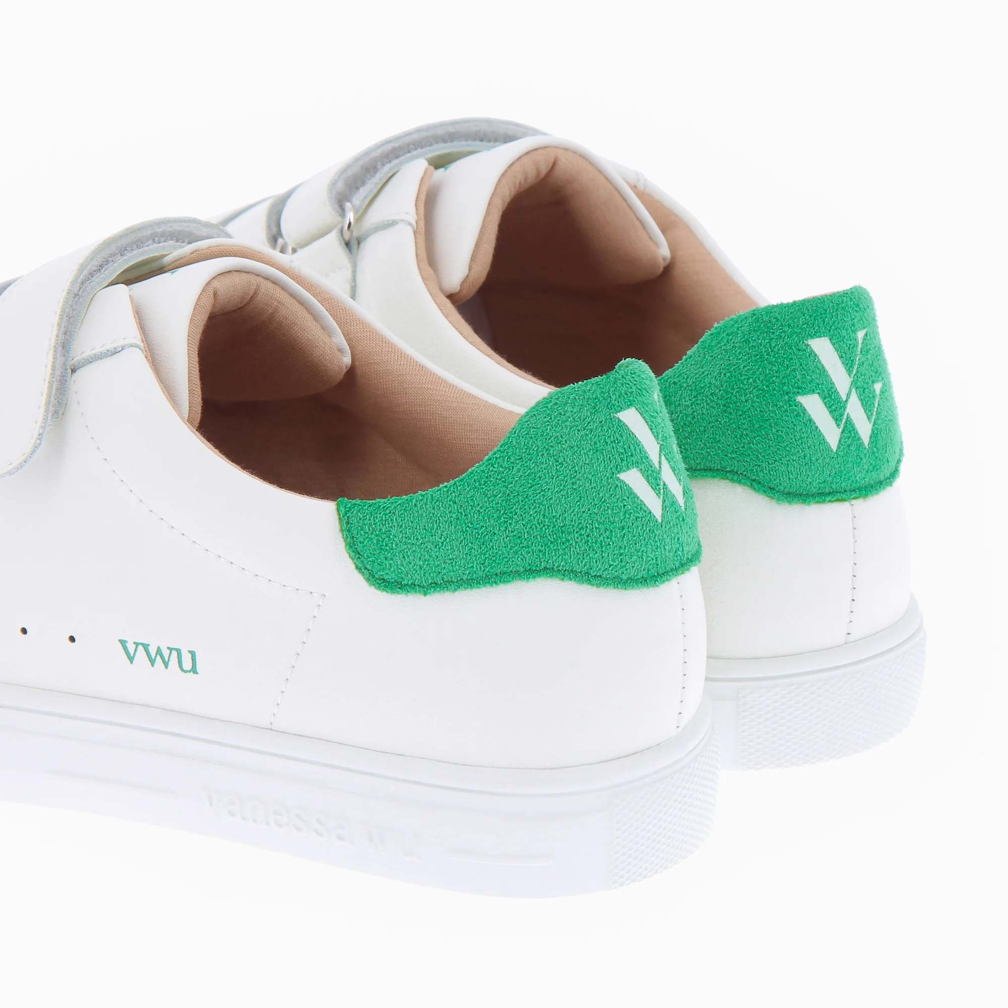 Sneakers-Baskets Nour blanc et vert à scratchs