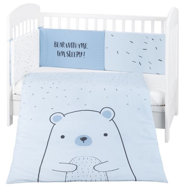 Kikkaboo Conjunto Jogo de Cama 2 Peças 60x120cm Bear With Me Azul