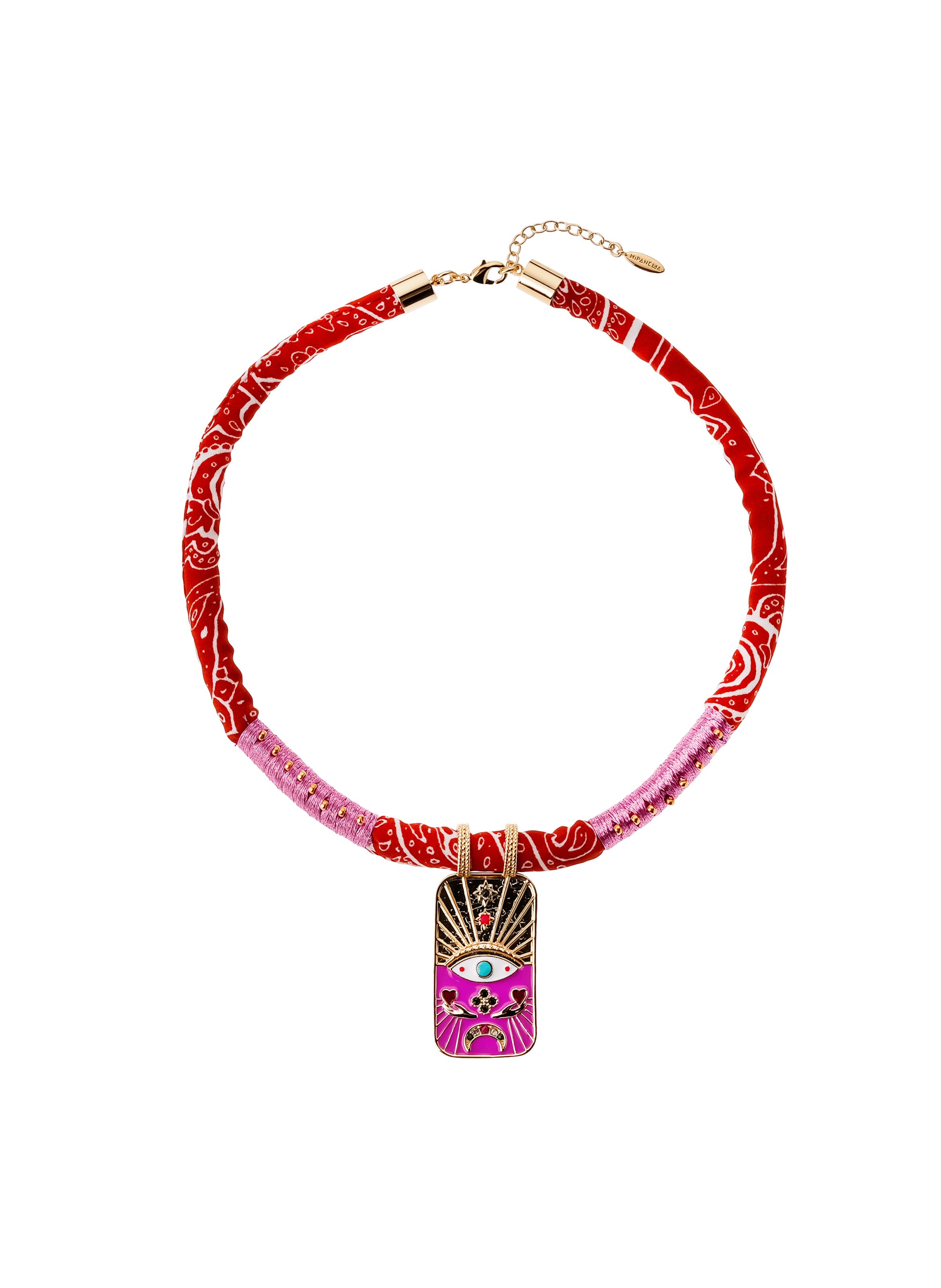 TAROT - Collier ras de cou avec pendentif en polyester et laiton | Violet