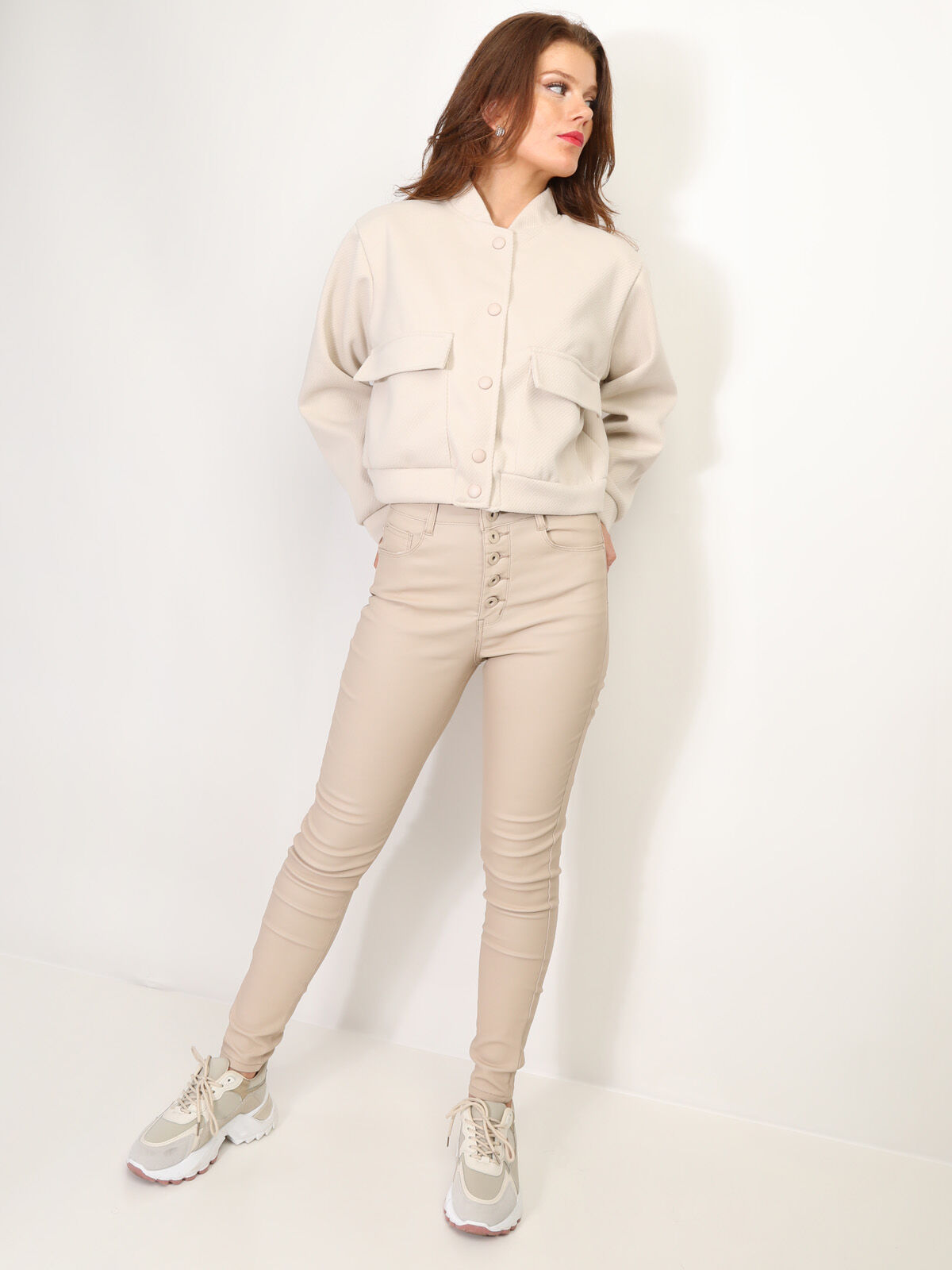 Blouson court style bombers- Beige clair