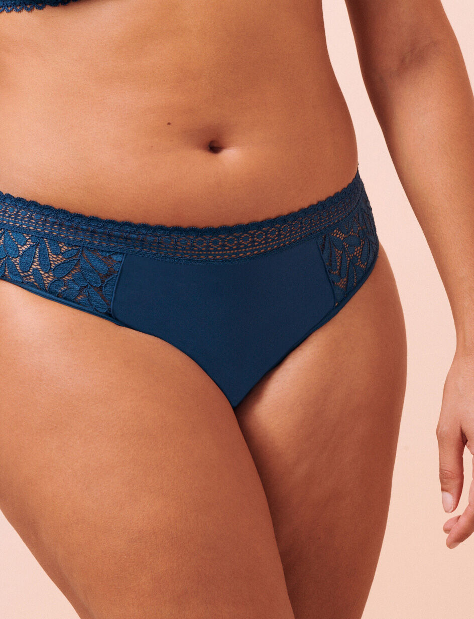 Culotte menstruelle taille basse flux moyen - bleu transat