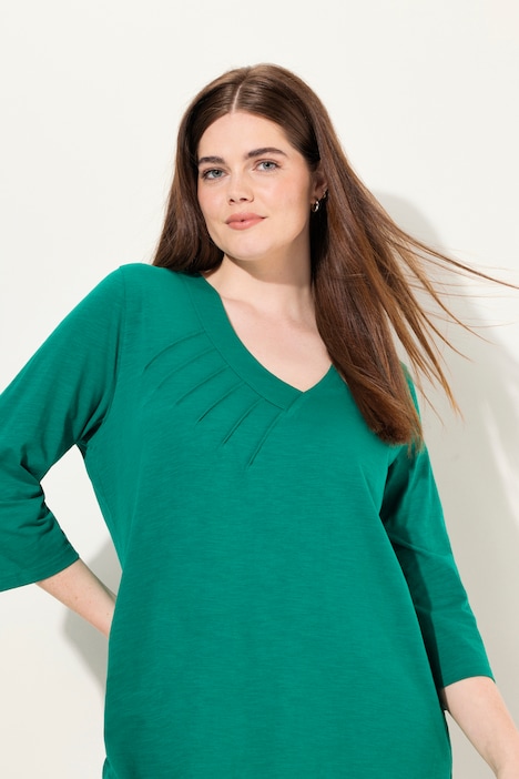 Shirt, A-Linie, V-Ausschnitt, 3/4-Arm, Biobaumwolle