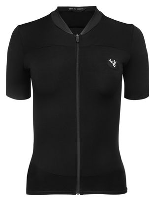 Maillot Manches Courtes Femme Lebram Allos Noir Coupe Ajustée