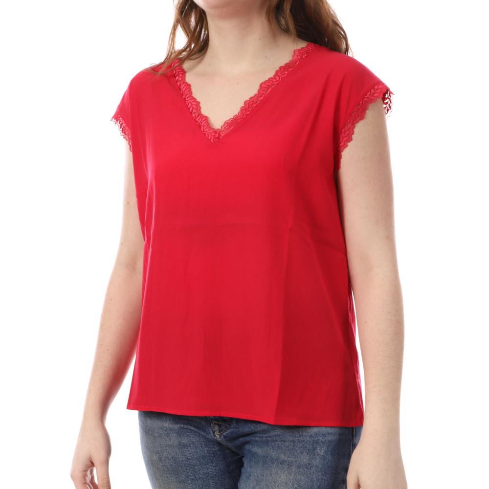 Only T-Shirt Rouge Femme Only Pelina