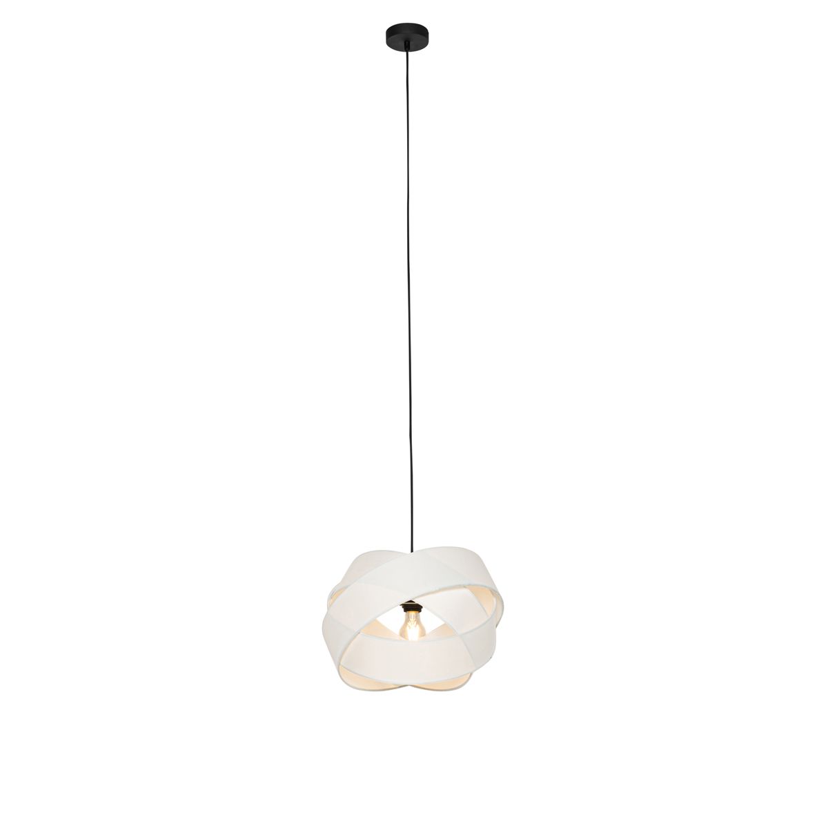 Moderne hanglamp wit met zwart - Cloth