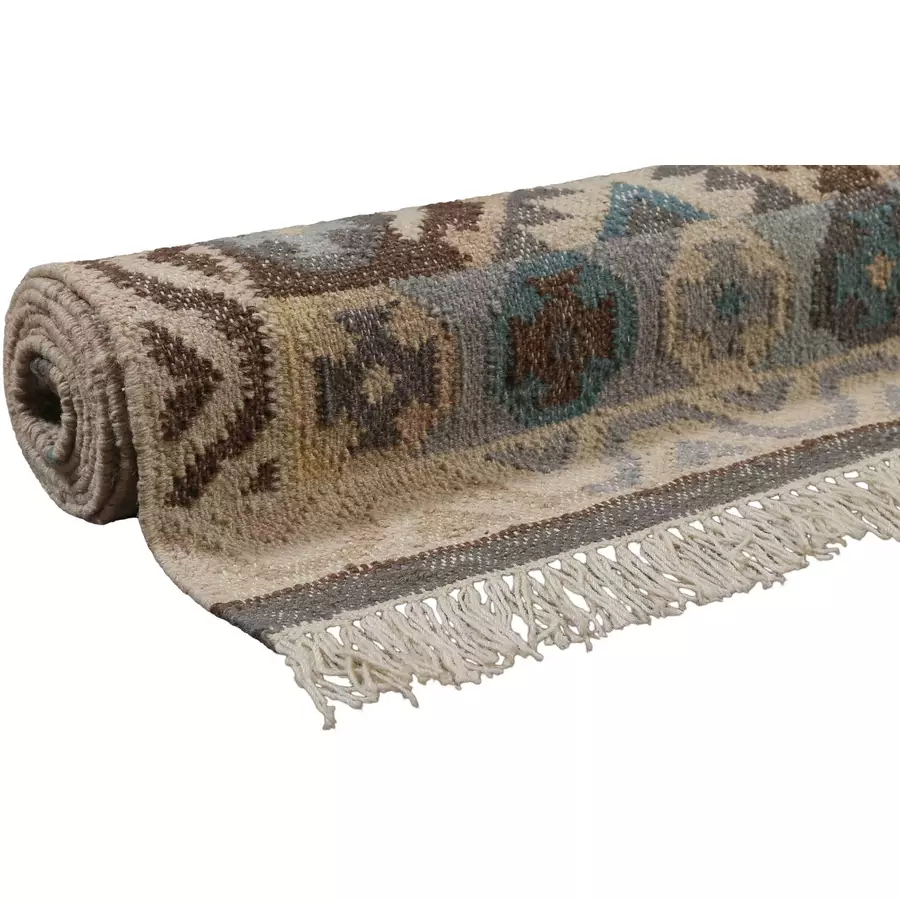 Green Looop Handweb-Teppich Migny blau
