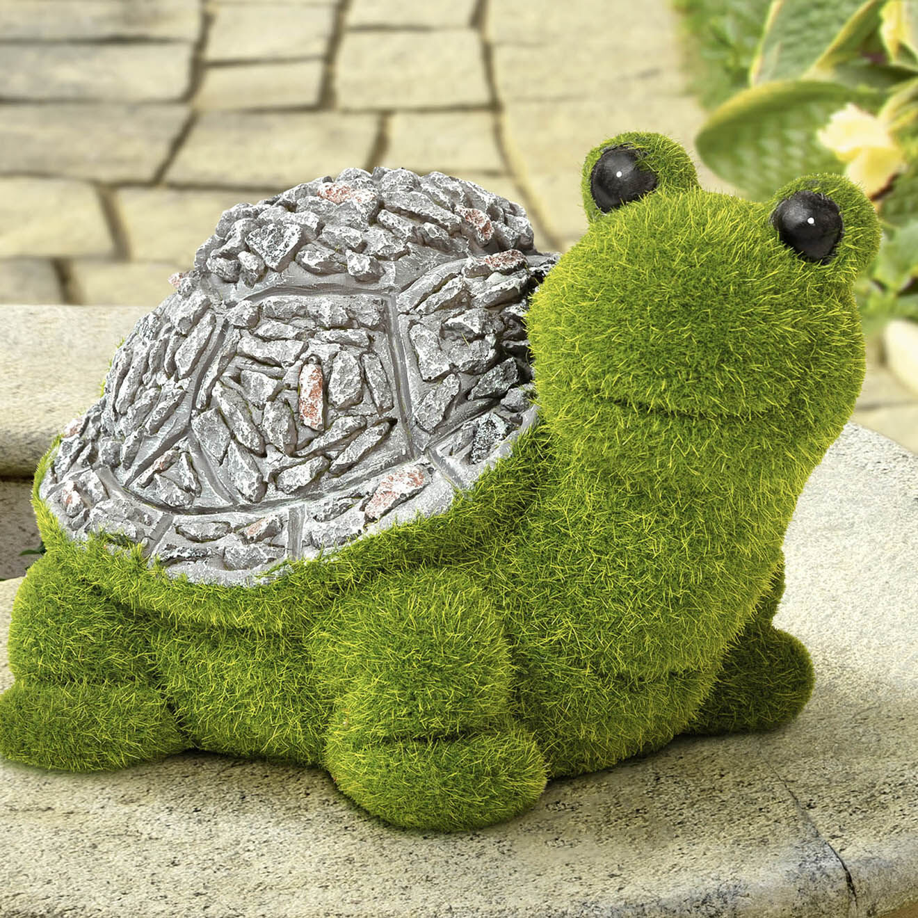 Pratik Garden Tortue miniature en gazon vert/gris - 20x17x14 cm
